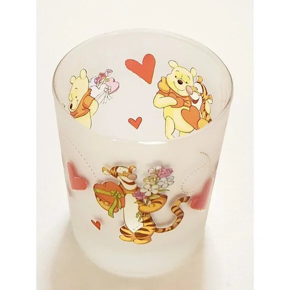 Winnie The Pooh Tigger Piglet VALENTINE'S DAY Frosted Glass Candle Holder 4.25" - Picture 4 of 12